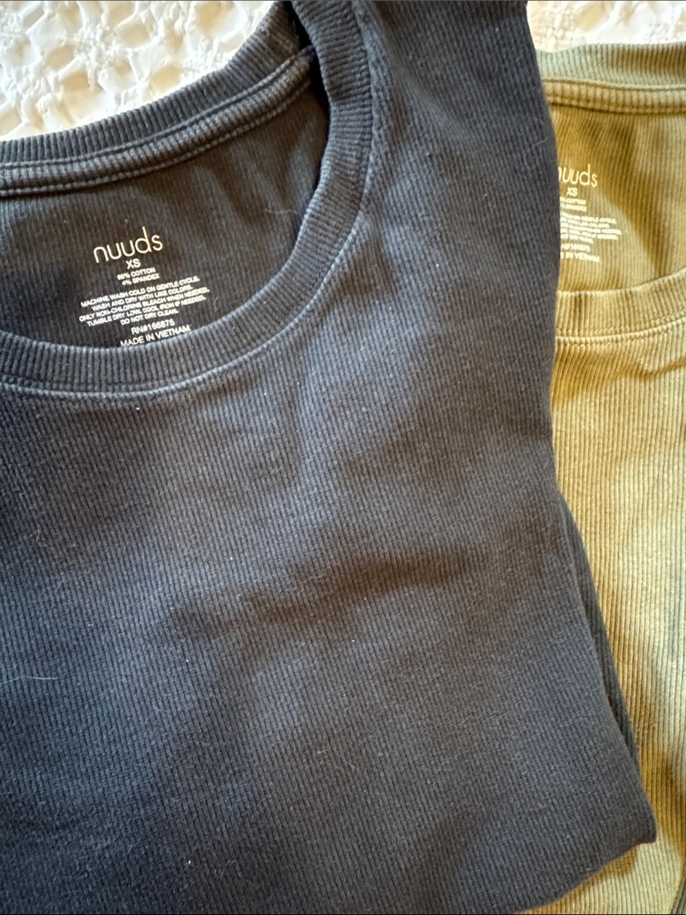 nuuds women’s Ribbed Crewneck  - Black and green bundle